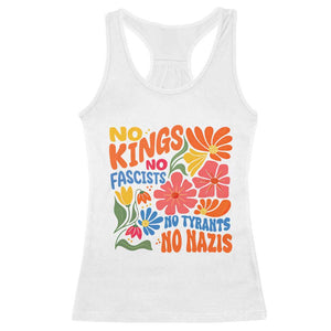 No Kings Wildflower Protest Racerback Tank Top No Fascists No Tyrants No Nazis TS12 White Print Your Wear