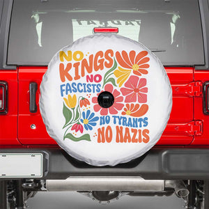 No Kings Wildflower Protest Spare Tire Cover No Fascists No Tyrants No Nazis TS12 White Print Your Wear