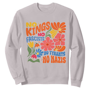No Kings Wildflower Protest Sweatshirt No Fascists No Tyrants No Nazis TS12 Ice Gray Print Your Wear