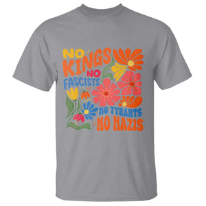 No Kings Wildflower Protest T Shirt No Fascists No Tyrants No Nazis TS12 Sport Gray Print Your Wear