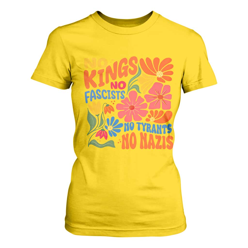 No Kings Wildflower Protest T Shirt For Women No Fascists No Tyrants No Nazis TS12 Daisy Print Your Wear
