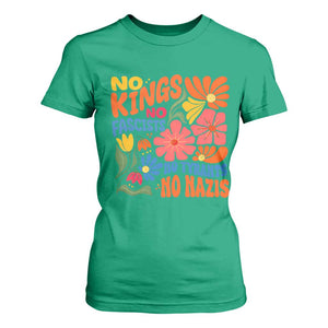 No Kings Wildflower Protest T Shirt For Women No Fascists No Tyrants No Nazis TS12 Irish Green Print Your Wear