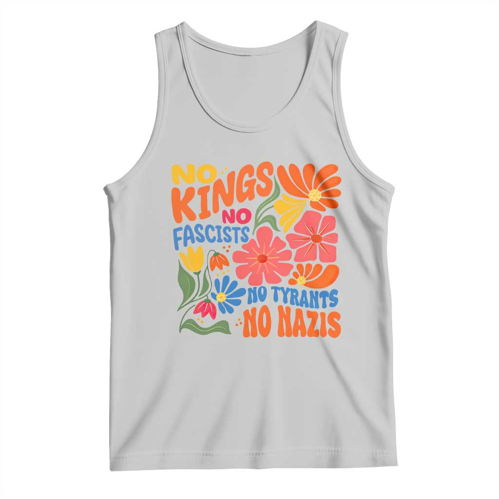No Kings Wildflower Protest Tank Top No Fascists No Tyrants No Nazis TS12 Ash Print Your Wear