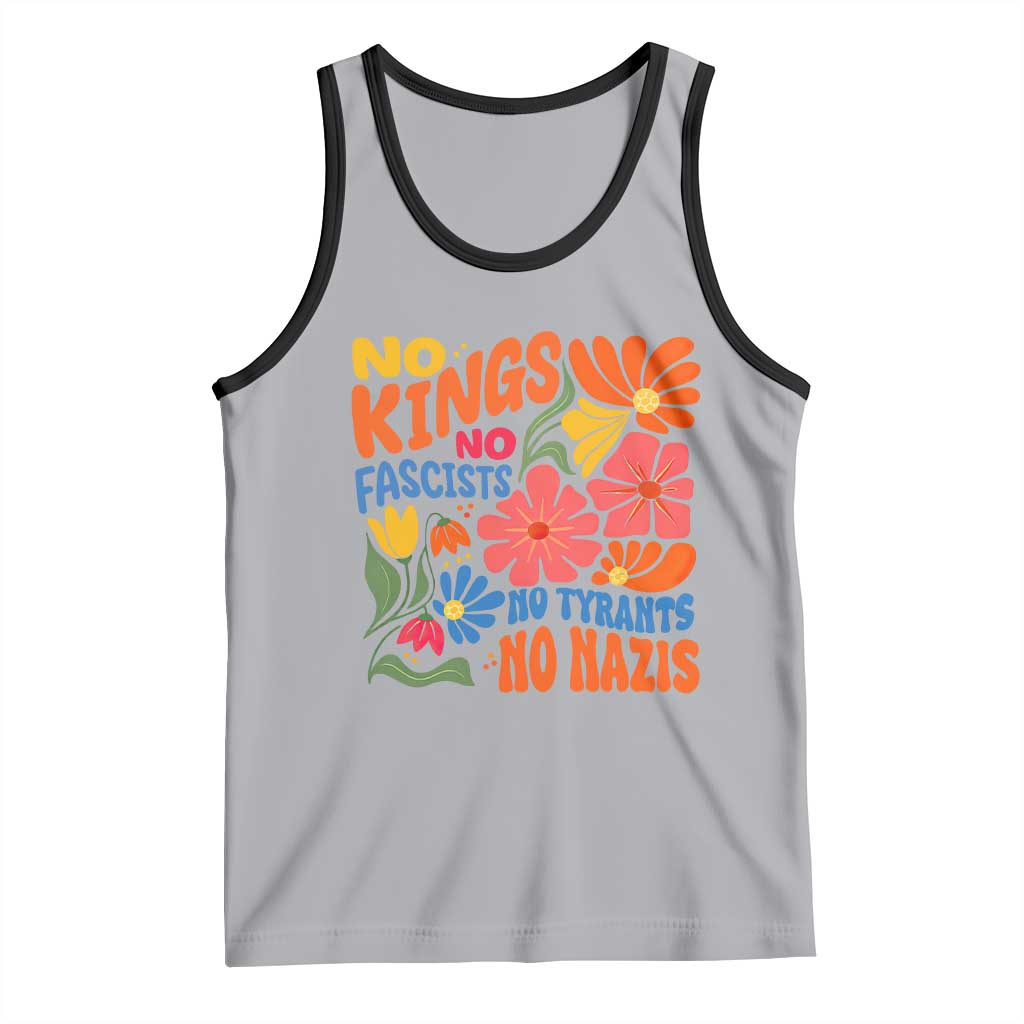 No Kings Wildflower Protest Tank Top No Fascists No Tyrants No Nazis TS12 Athletic Heather Black Print Your Wear