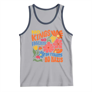 No Kings Wildflower Protest Tank Top No Fascists No Tyrants No Nazis TS12 Athletic Heather Navy Print Your Wear