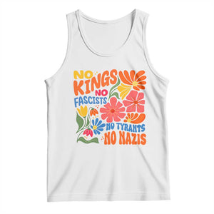 No Kings Wildflower Protest Tank Top No Fascists No Tyrants No Nazis TS12 White Print Your Wear