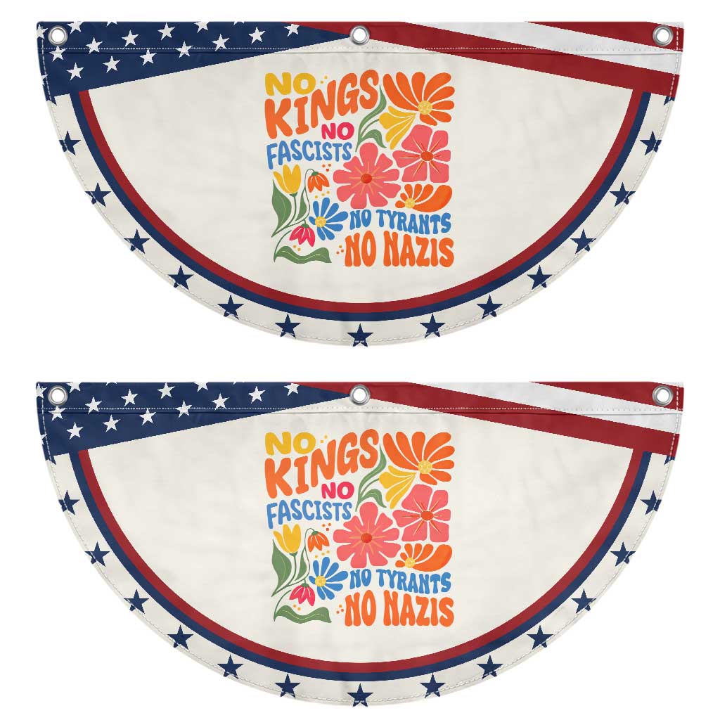 No Kings Wildflower Protest Patriotic Fan Flag No Fascists No Tyrants No Nazis