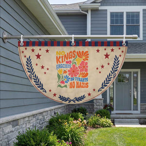 No Kings Wildflower Protest Patriotic Fan Flag No Fascists No Tyrants No Nazis