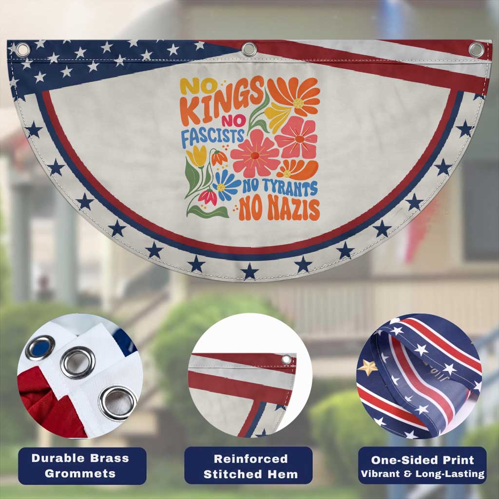 No Kings Wildflower Protest Patriotic Fan Flag No Fascists No Tyrants No Nazis