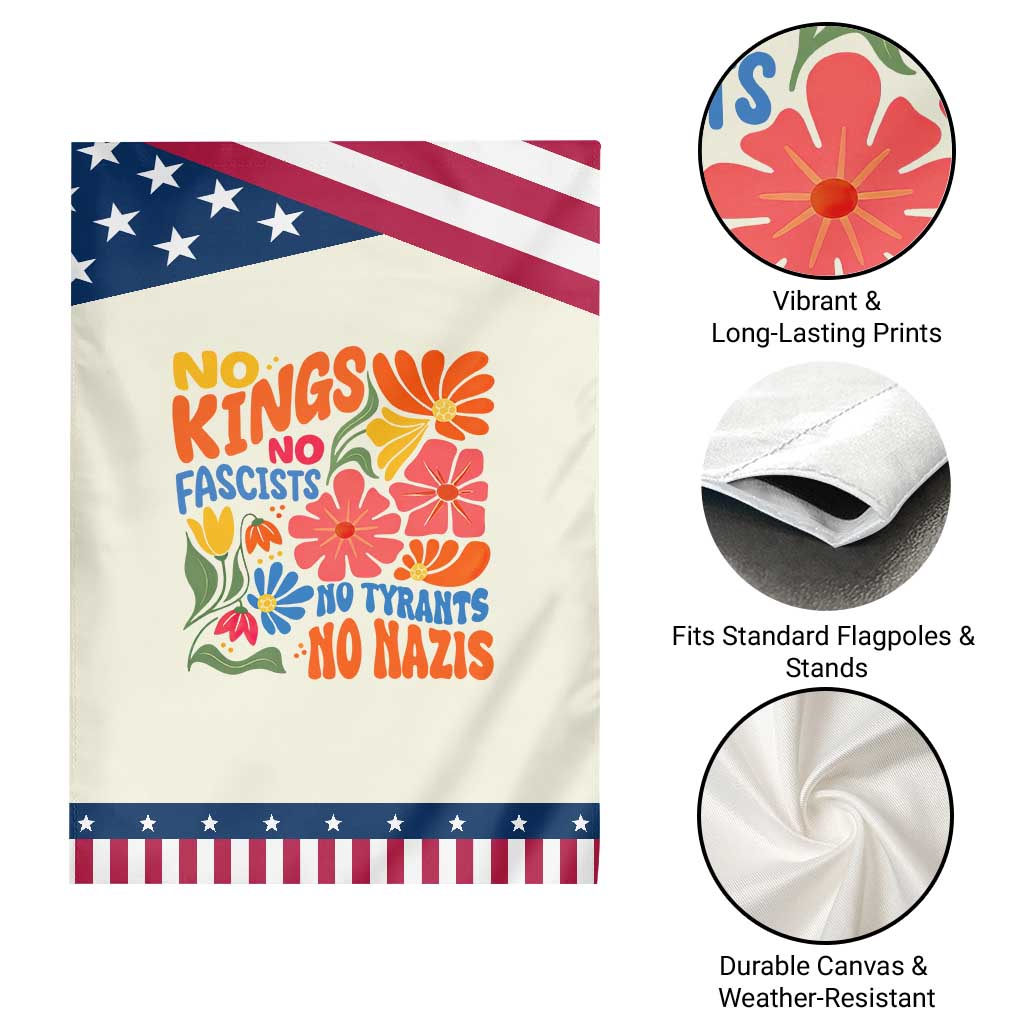 No Kings Wildflower Protest Garden Flag No Fascists No Tyrants No Nazis TS12 Print Your Wear