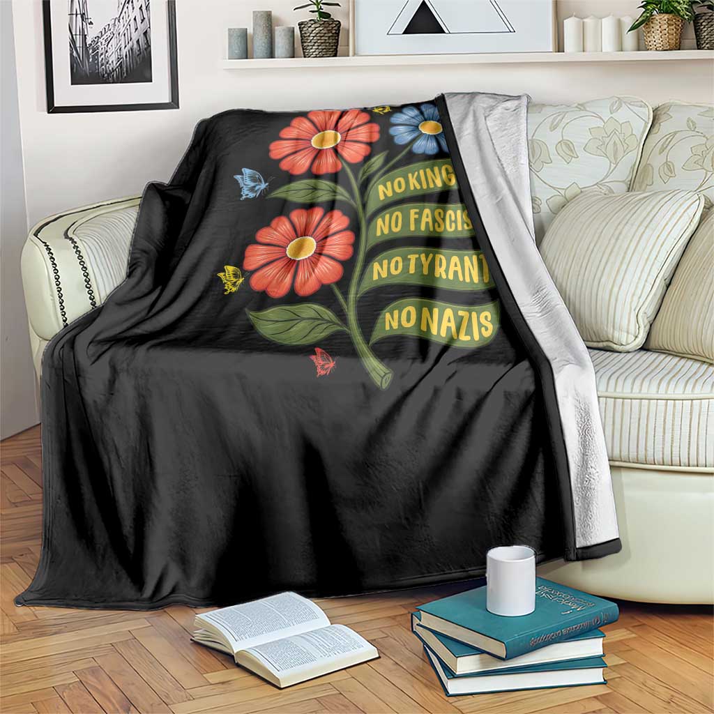Wildflower Protest Freedom Gift Throw Blanket No Kings No Fascists No Tyrants TS12 Print Your Wear
