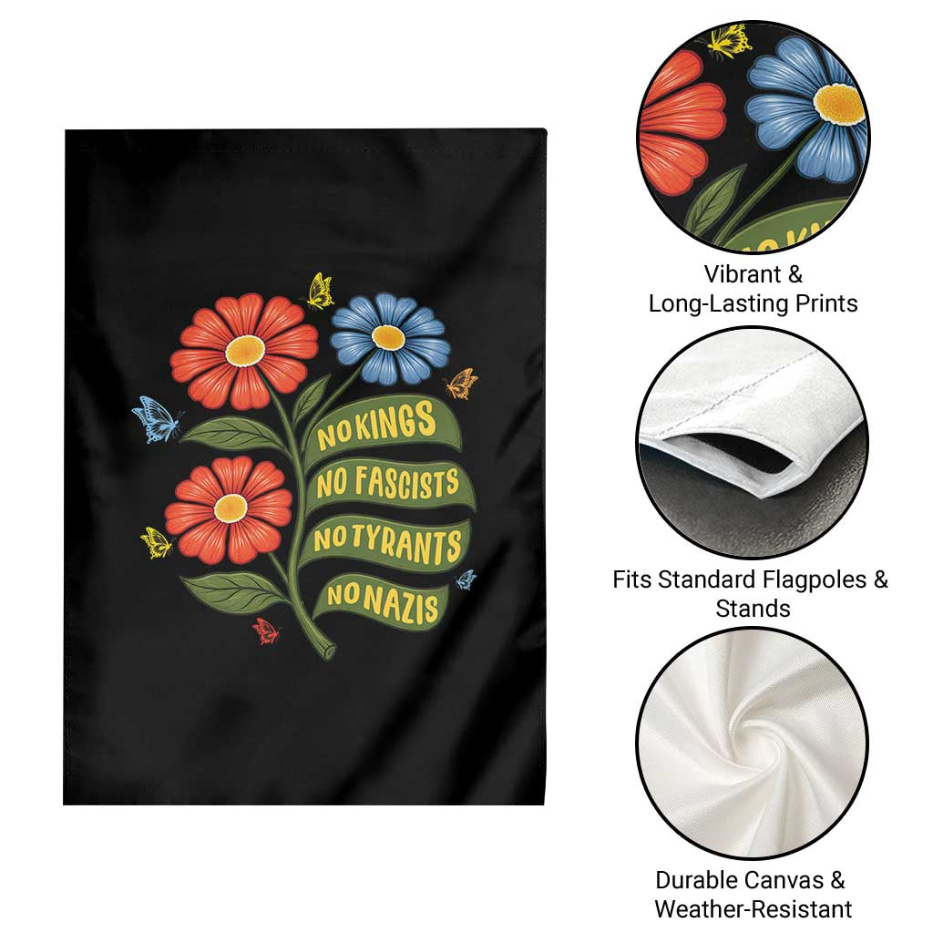 Wildflower Protest Freedom Gift Garden Flag No Kings No Fascists No Tyrants TS12 Print Your Wear