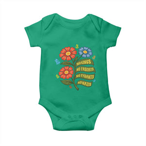 Wildflower Protest Freedom Gift Baby Onesie No Kings No Fascists No Tyrants TS12 Irish Green Print Your Wear