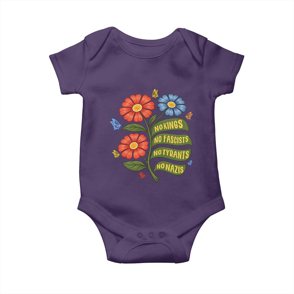 Wildflower Protest Freedom Gift Baby Onesie No Kings No Fascists No Tyrants TS12 Purple Print Your Wear
