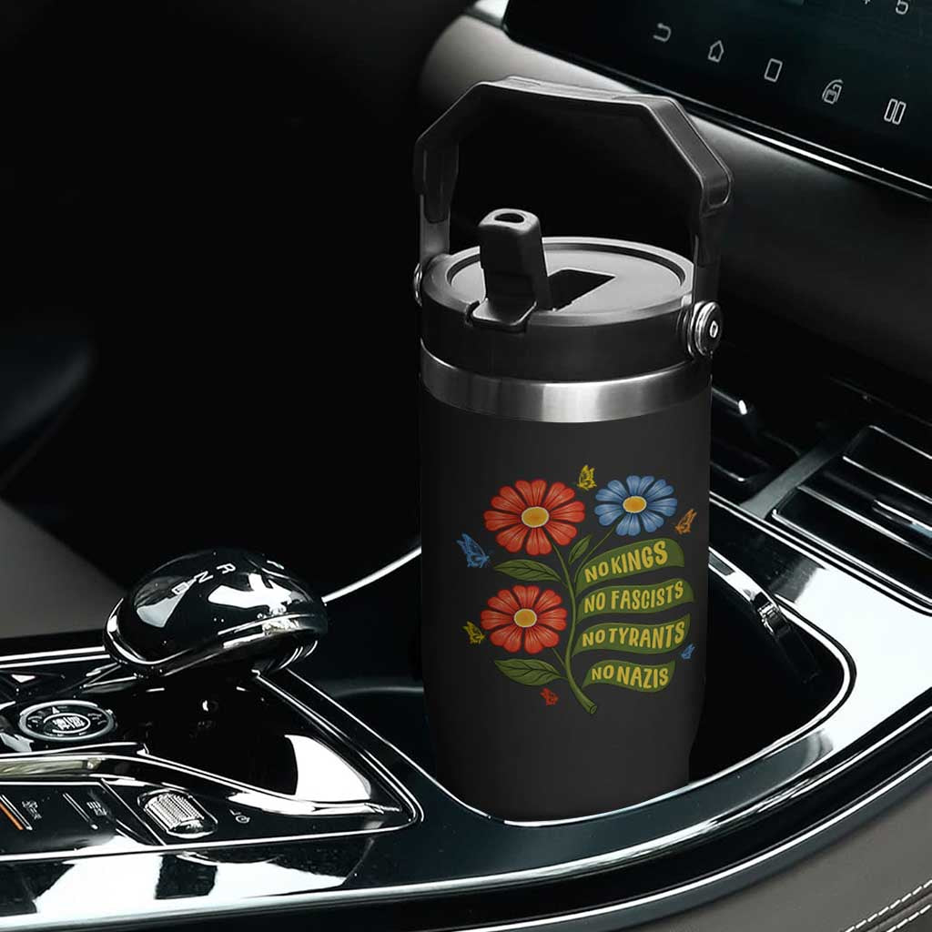 Wildflower Protest Freedom Gift Flip Straw Tumbler No Kings No Fascists No Tyrants TS12 Print Your Wear