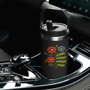 Wildflower Protest Freedom Gift Flip Straw Tumbler No Kings No Fascists No Tyrants TS12 Print Your Wear