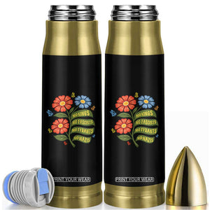 Wildflower Protest Freedom Gift Bullet Tumbler No Kings No Fascists No Tyrants TS12 Black Print Your Wear