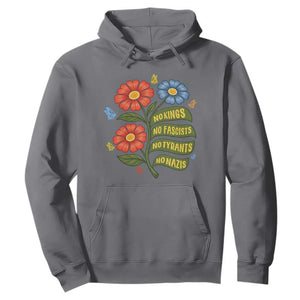 Wildflower Protest Freedom Gift Hoodie No Kings No Fascists No Tyrants TS12 Charcoal Print Your Wear
