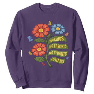 Wildflower Protest Freedom Gift Sweatshirt No Kings No Fascists No Tyrants TS12 Purple Print Your Wear