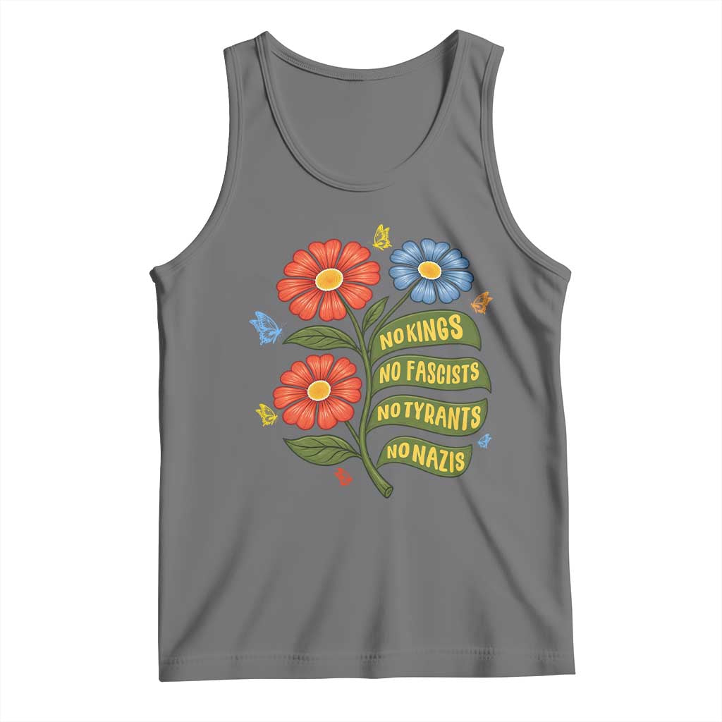 Wildflower Protest Freedom Gift Tank Top No Kings No Fascists No Tyrants TS12 Black Heather Print Your Wear