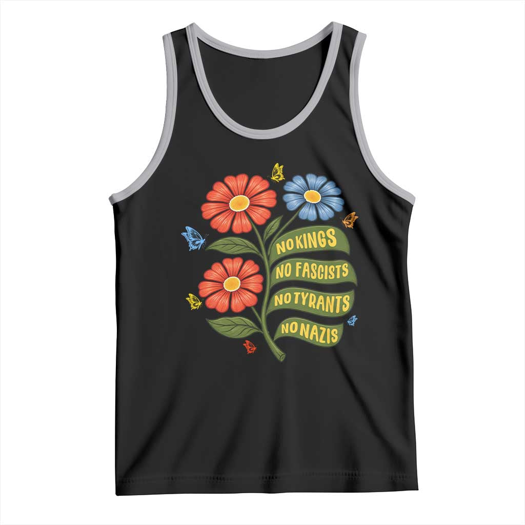 Wildflower Protest Freedom Gift Tank Top No Kings No Fascists No Tyrants TS12 Black Athletic Heather Print Your Wear