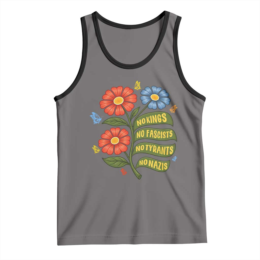 Wildflower Protest Freedom Gift Tank Top No Kings No Fascists No Tyrants TS12 Deep Heather Black Print Your Wear