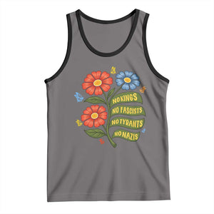 Wildflower Protest Freedom Gift Tank Top No Kings No Fascists No Tyrants TS12 Deep Heather Black Print Your Wear