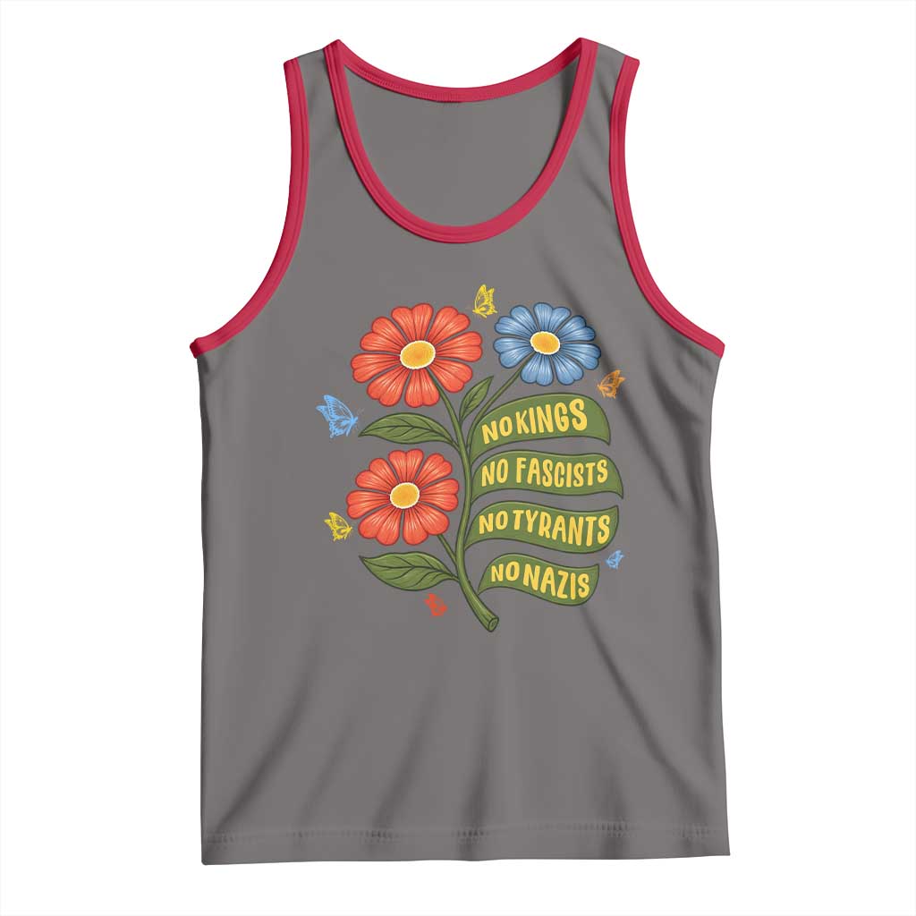 Wildflower Protest Freedom Gift Tank Top No Kings No Fascists No Tyrants TS12 Deep Heather Red Print Your Wear