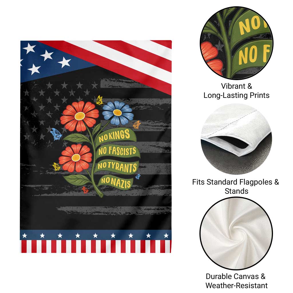 Wildflower Protest Freedom Gift Garden Flag No Kings No Fascists No Tyrants TS12 Print Your Wear