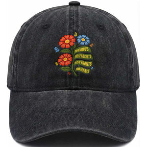 Wildflower Protest Freedom Gift Washed Cotton Baseball Cap No Kings No Fascists No Tyrants TS12 Print Your Wear