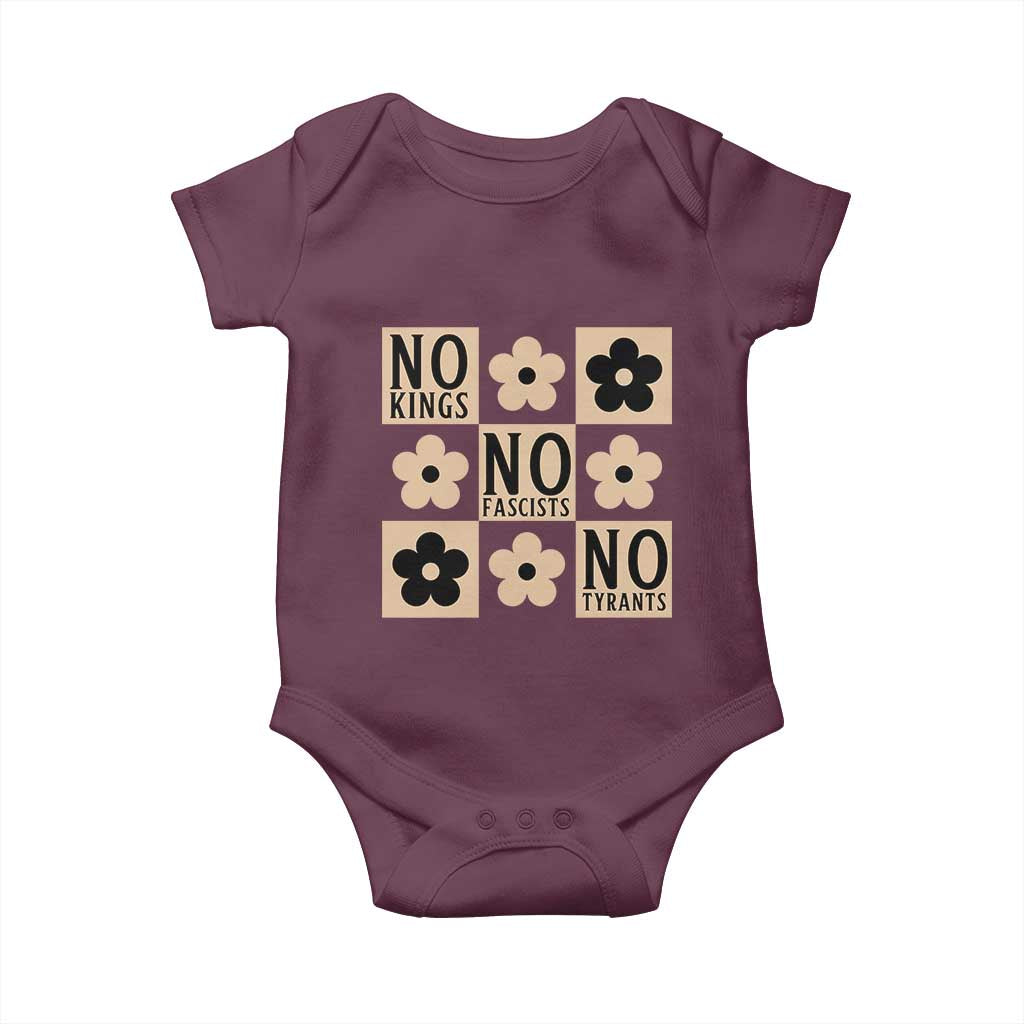 No Kings Wildflower Retro Boho Floral Baby Onesie TS12 Maroon Print Your Wear
