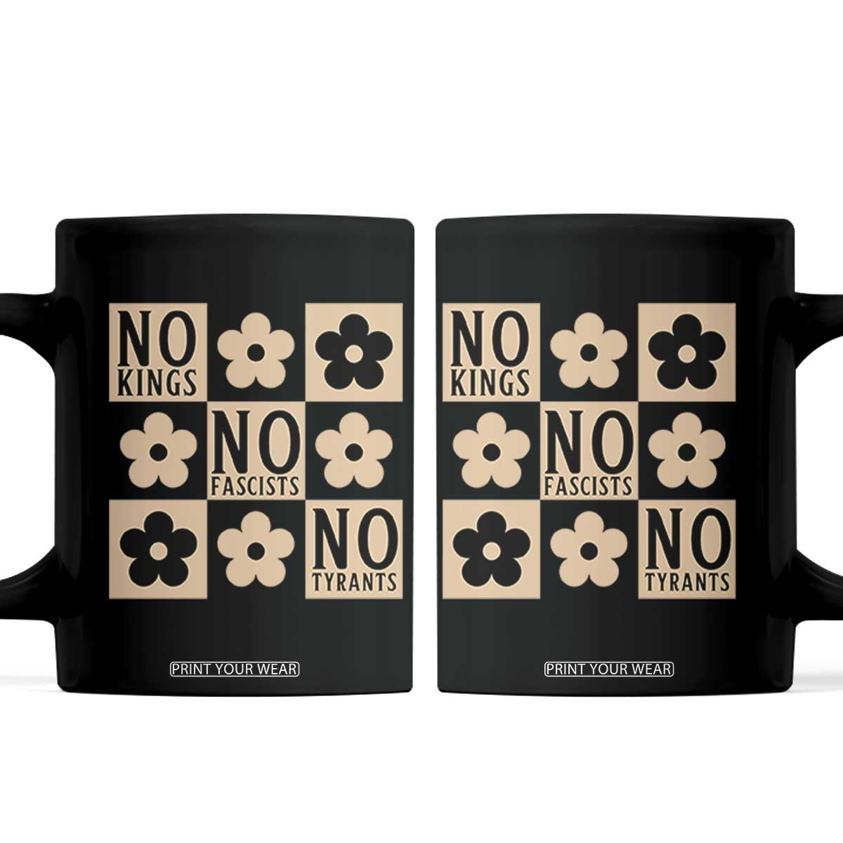 No Kings Wildflower Retro Boho Floral Coffee Mug TS12 Black Print Your Wear