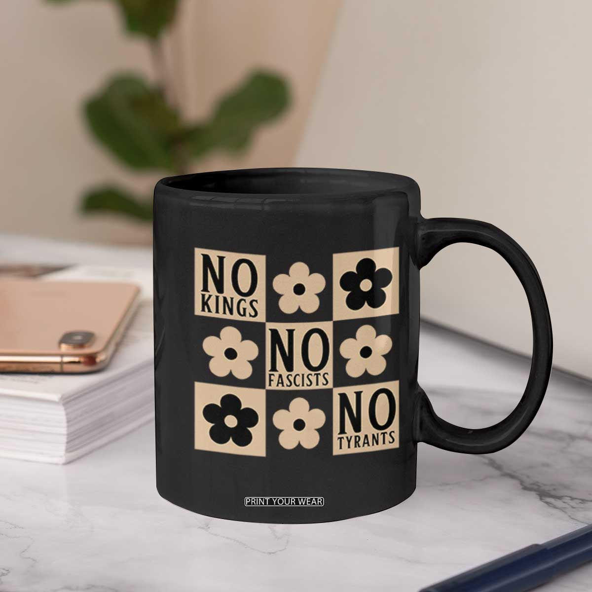 No Kings Wildflower Retro Boho Floral Coffee Mug TS12 Print Your Wear