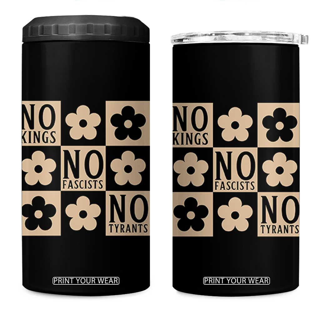 No Kings Wildflower Retro Boho Floral 4 in 1 Can Cooler Tumbler TS12 One Size: 16 oz Black Print Your Wear