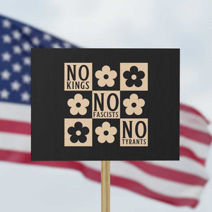 No Kings Wildflower Retro Boho Floral Protest Sign TS12 Horizontal 18" × 24" Black Print Your Wear