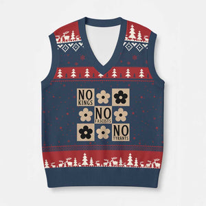 No Kings Wildflower Retro Boho Floral V-Neck Knit Sweater Vest TS12 Navy Red Print Your Wear