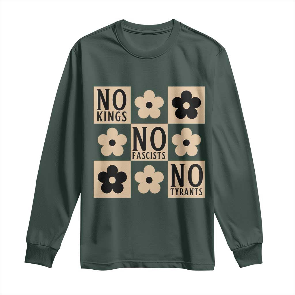 No Kings Wildflower Retro Boho Floral Long Sleeve Shirt TS12 Dark Forest Green Print Your Wear