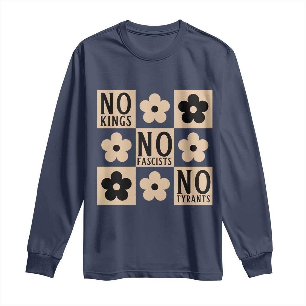 No Kings Wildflower Retro Boho Floral Long Sleeve Shirt TS12 Navy Print Your Wear