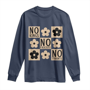 No Kings Wildflower Retro Boho Floral Long Sleeve Shirt TS12 Navy Print Your Wear