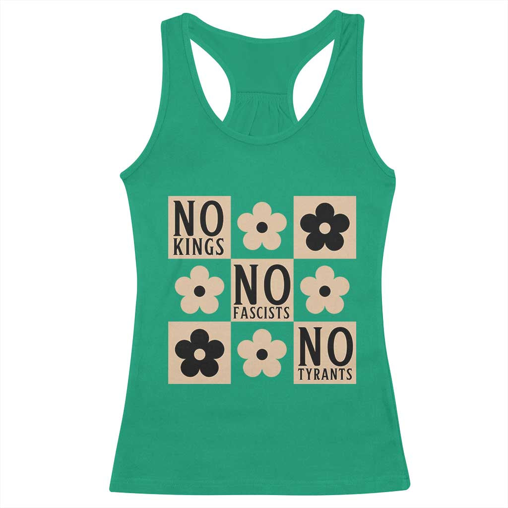 No Kings Wildflower Retro Boho Floral Racerback Tank Top TS12 Irish Green Print Your Wear