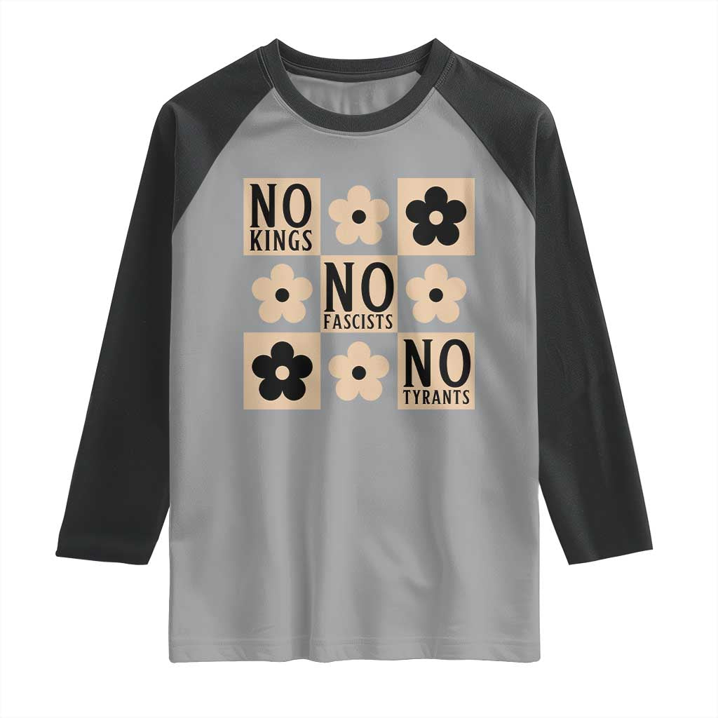 No Kings Wildflower Retro Boho Floral Raglan Shirt TS12 Sport Gray Black Print Your Wear