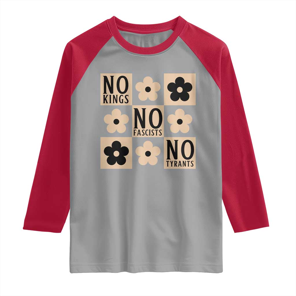 No Kings Wildflower Retro Boho Floral Raglan Shirt TS12 Sport Gray Red Print Your Wear