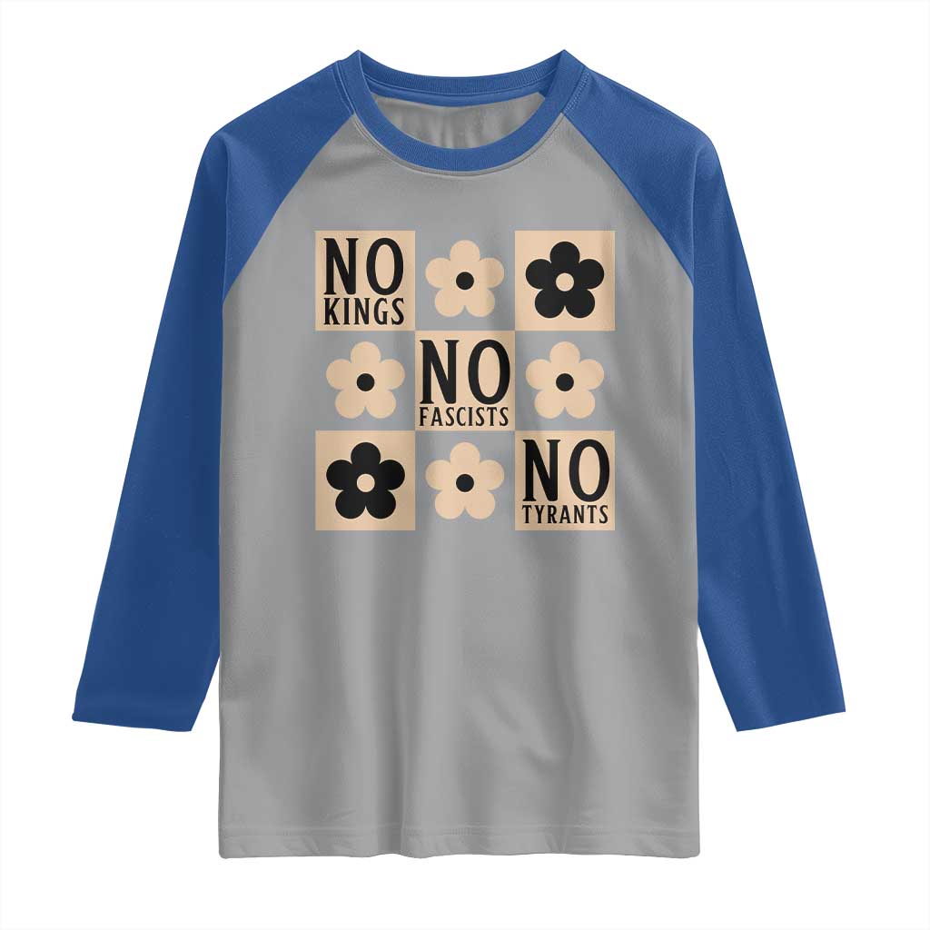 No Kings Wildflower Retro Boho Floral Raglan Shirt TS12 Sport Gray Royal Print Your Wear