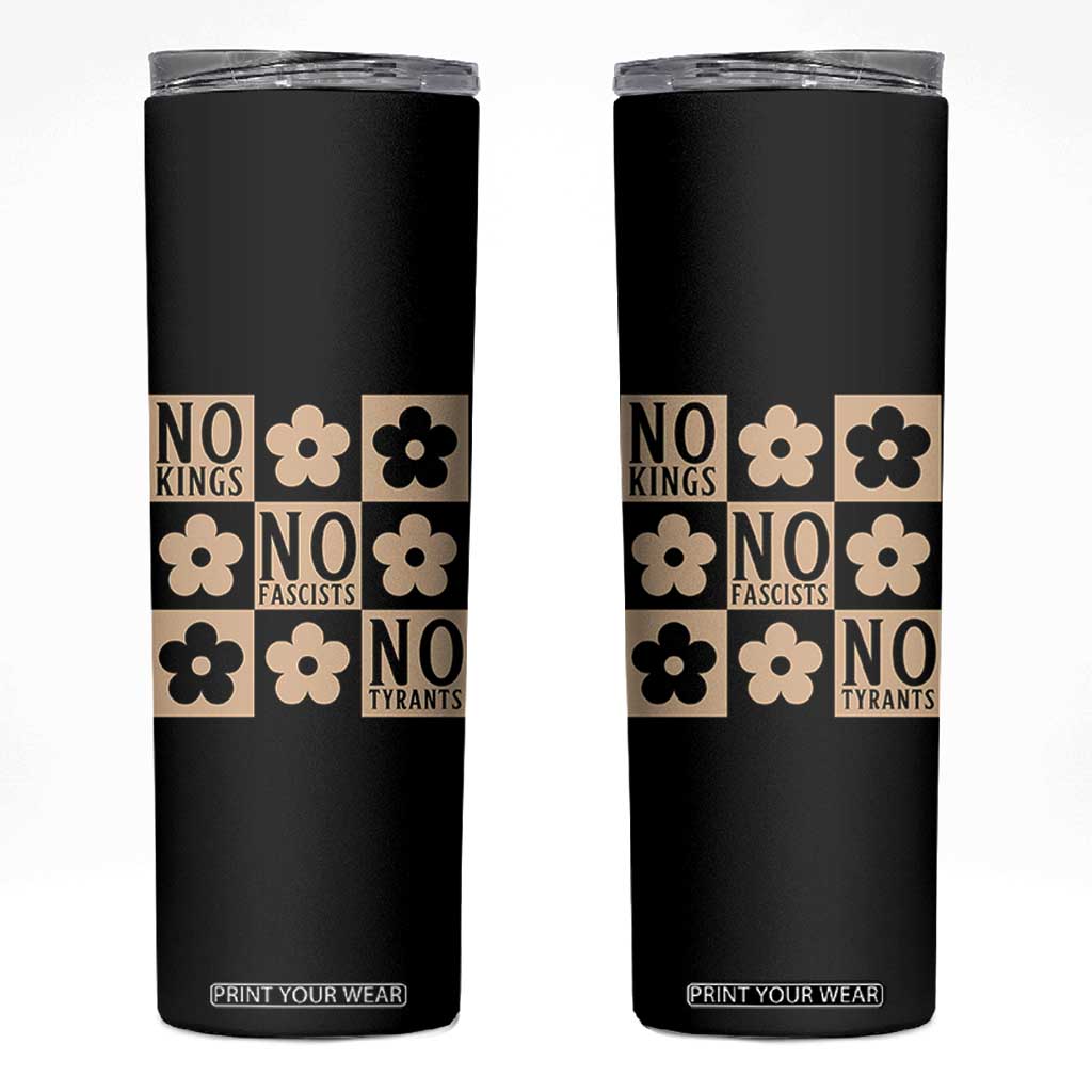 No Kings Wildflower Retro Boho Floral Skinny Tumbler TS12 Black Print Your Wear
