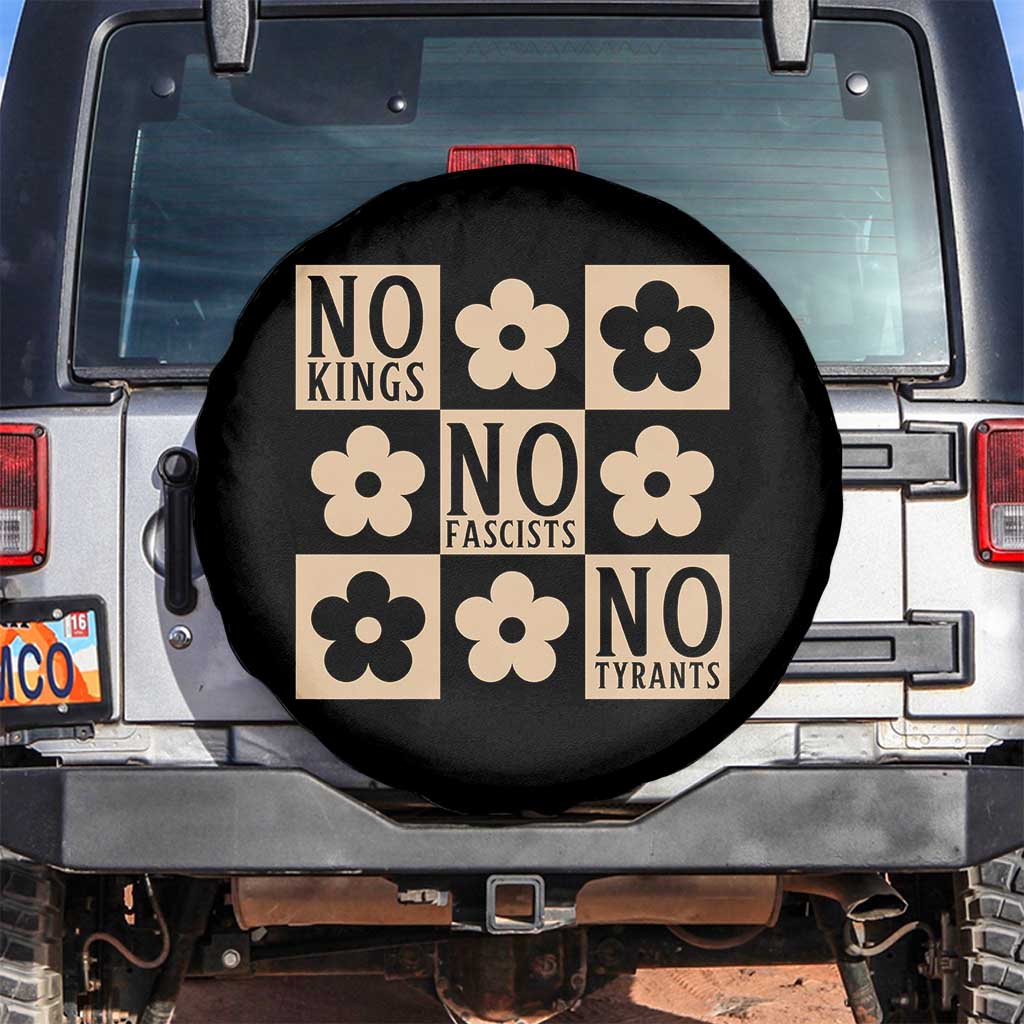 No Kings Wildflower Retro Boho Floral Spare Tire Cover TS12 No hole Black Print Your Wear