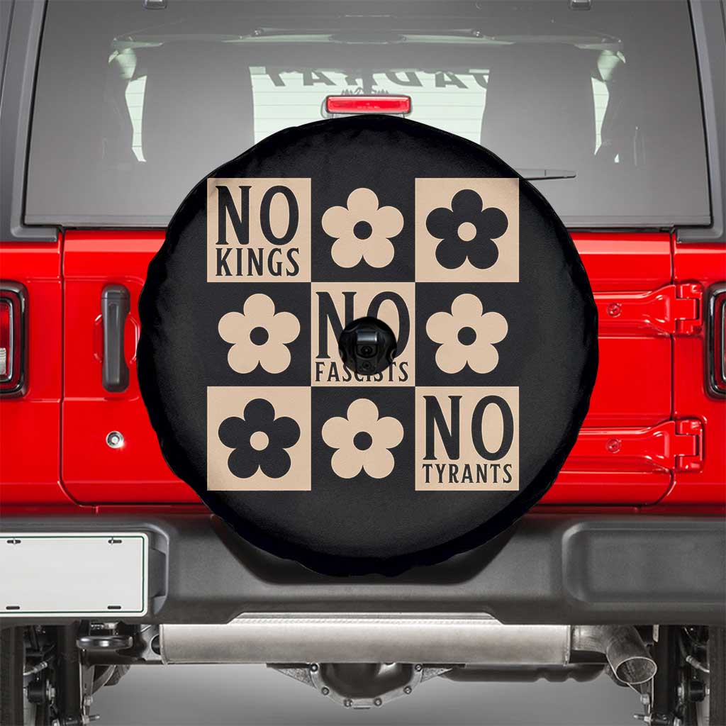 No Kings Wildflower Retro Boho Floral Spare Tire Cover TS12 Black Print Your Wear
