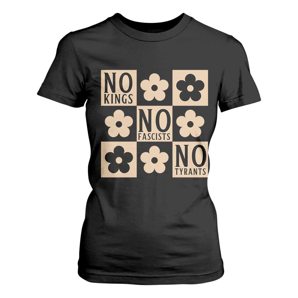 No Kings Wildflower Retro Boho Floral T Shirt For Women TS12 Black Print Your Wear