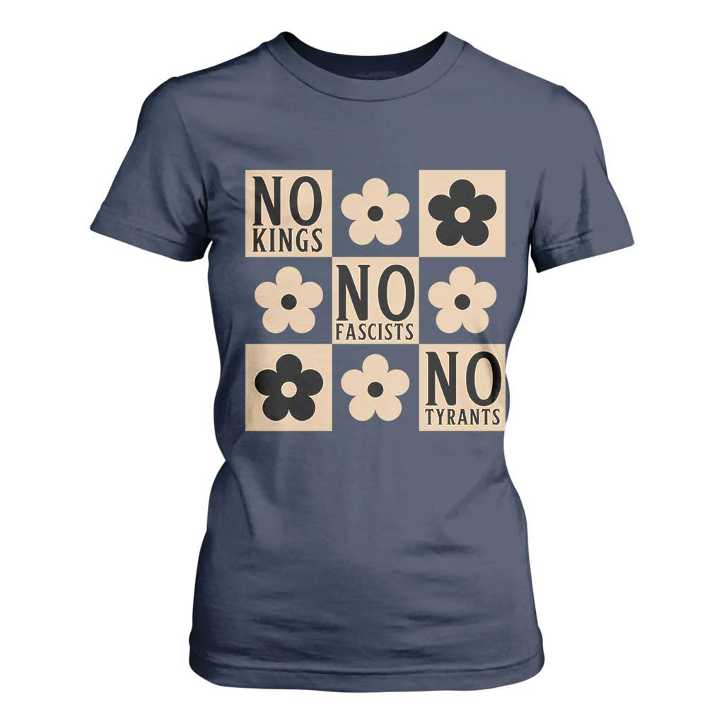 No Kings Wildflower Retro Boho Floral T Shirt For Women TS12 Navy Print Your Wear