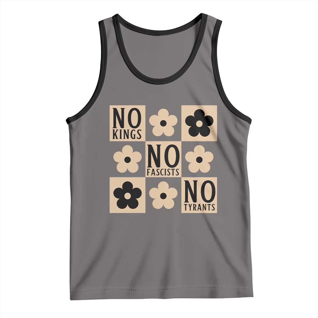 No Kings Wildflower Retro Boho Floral Tank Top TS12 Deep Heather Black Print Your Wear