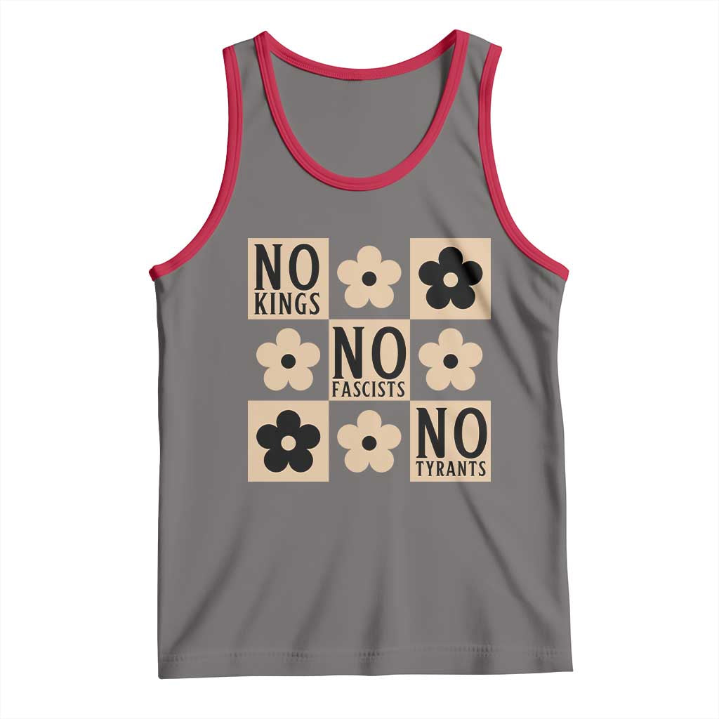 No Kings Wildflower Retro Boho Floral Tank Top TS12 Deep Heather Red Print Your Wear